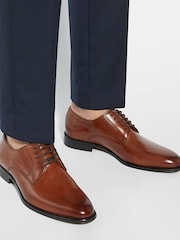 Dune London Brown Salisbury Classic Derby Patent Shoes - Image 1 of 6