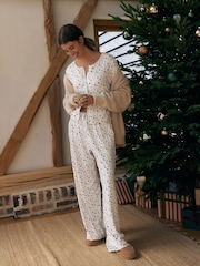 Cream Ditsy Cosy Pointelle Long Sleeve Pyjamas - Image 1 of 9