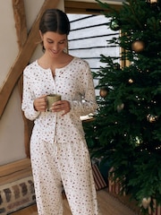 Cream Ditsy Cosy Pointelle Long Sleeve Pyjamas - Image 4 of 9