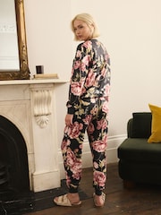 Black Floral Cosy Long Sleeve Pyjamas - Image 3 of 9