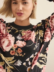 Black Floral Cosy Long Sleeve Pyjamas - Image 4 of 9