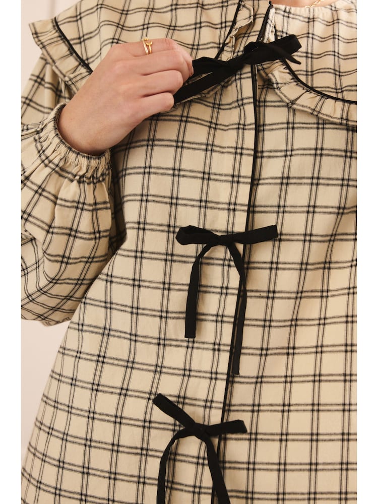 Black/White Check Button Through Pyjamas - Image 6 of 6 Black/White Check Button Through Pyjamas - Image 6 of 6