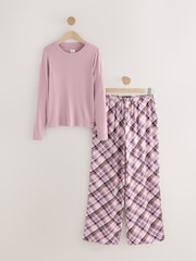 rožnata - Crew Neck Long Sleeve Check Pyjamas - Slika 1 iz 3