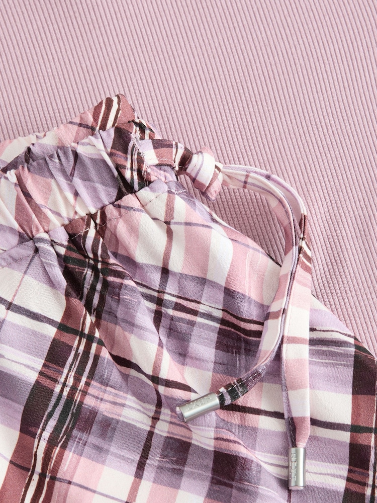 Pink Crew Neck Long Sleeve Check Pyjamas - Image 8 of 8