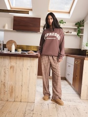 Brown Espresso Sweatshirt and Flannel Pyjamas Set - Image 1 of 10