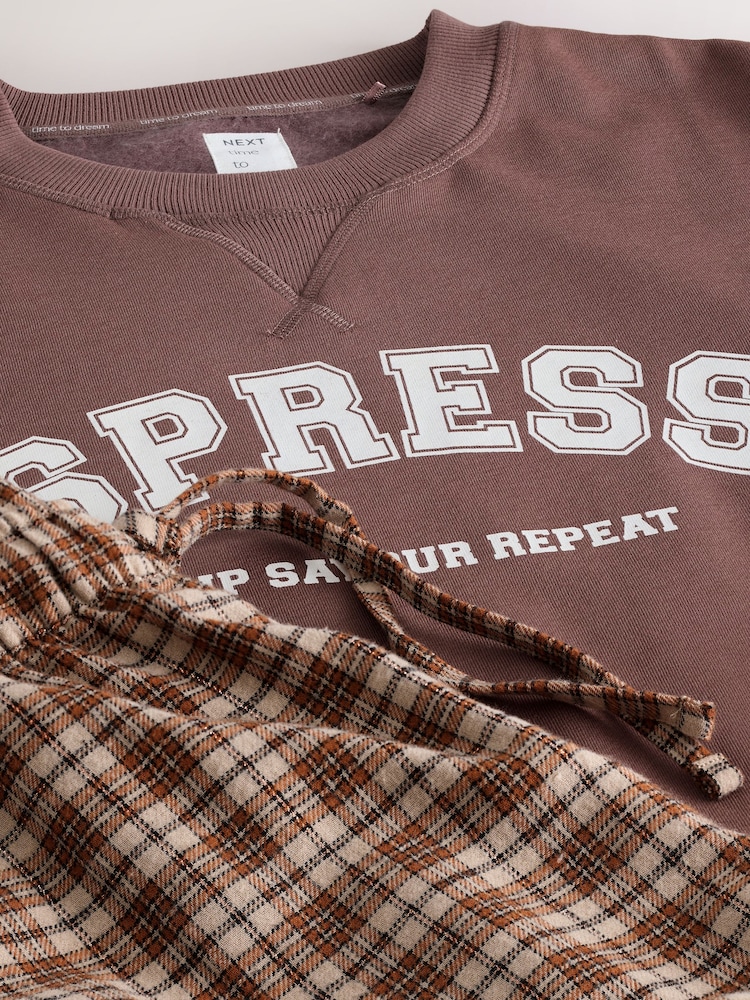 Brown Espresso Sweatshirt and Flannel Pyjamas Set - Image 10 of 10