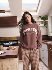 Brown Espresso Sweatshirt and Flannel Pyjamas Set - Image 2 of 10