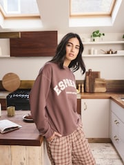 Brown Espresso Sweatshirt and Flannel Pyjamas Set - Image 4 of 10