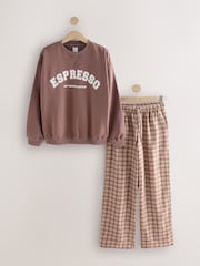 Brown Espresso Sweatshirt and Flannel Pyjamas Set - Image 8 of 10