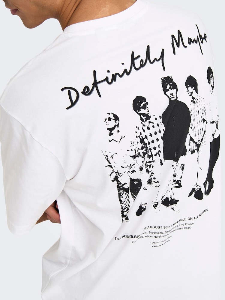 Only & Sons White Oasis Band Relaxed Fit T-Shirt - Image 3 of 5