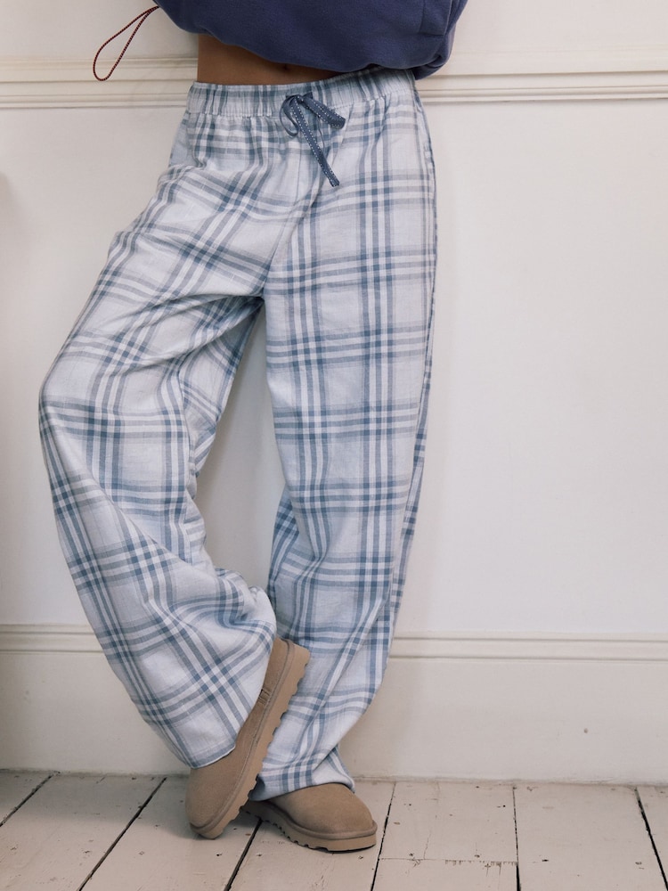 Blue Check Flannel Pyjama Bottoms - Image 1 of 7 Blue Check Flannel Pyjama Bottoms - Image 1 of 7