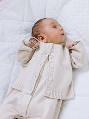 Emile Et Rose Natural True Knit Baby 100% Cotton Cardigan - Image 1 of 4