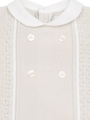 Emile Et Rose Natural Knitted 100% Cotton Romper With Textured Knit Sides & Buttons - Imagen 4 de 4