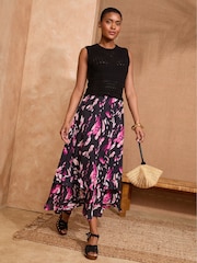 Love & Roses Pink Petite Knitted 2 in 1 Waistcoat Midi Dress - Image 1 of 4