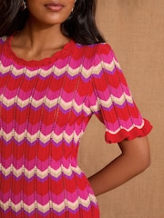 Love & Roses Multi Chevron Frill Mini Dress - Image 2 of 4