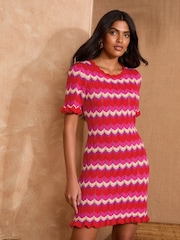 Love & Roses Multi Chevron Frill Mini Dress - Image 3 of 4