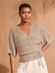 Love & Roses Gold Scallop Knitted Top - Image 1 of 4