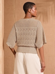 Love & Roses Gold Scallop Knitted Top - Image 2 of 4