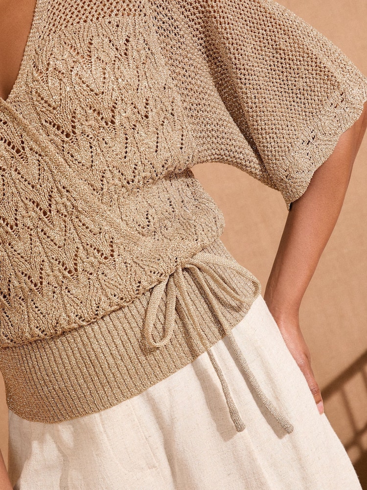 Love & Roses Gold Scallop Knitted Top - Image 4 of 4