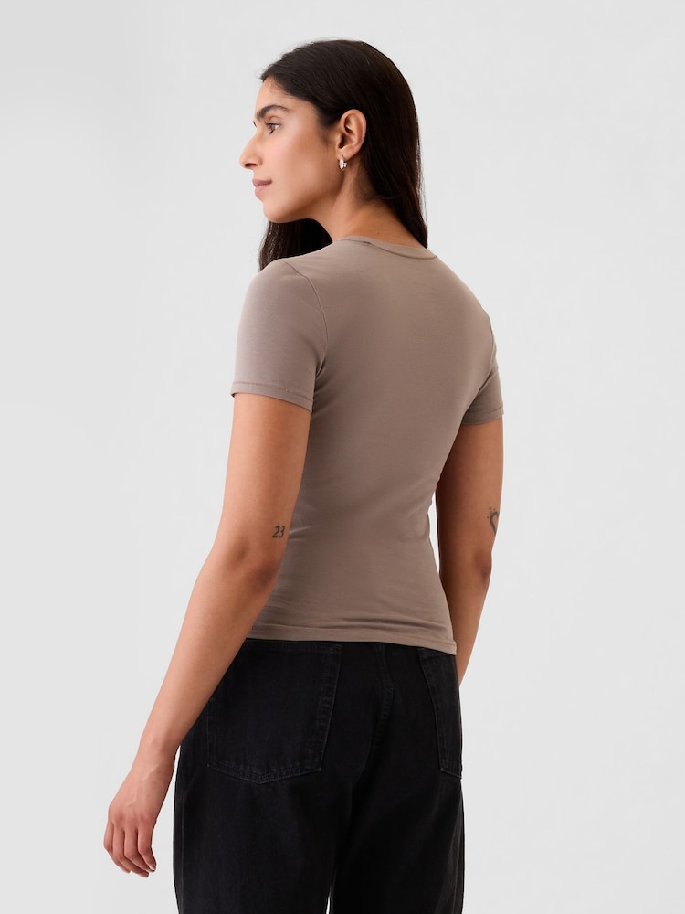 Bruin - Gap CloseKnit jersey T-shirt met ronde hals en korte mouwen - Image 2 of 4