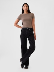Bruin - Gap CloseKnit jersey T-shirt met ronde hals en korte mouwen - Image 3 of 4