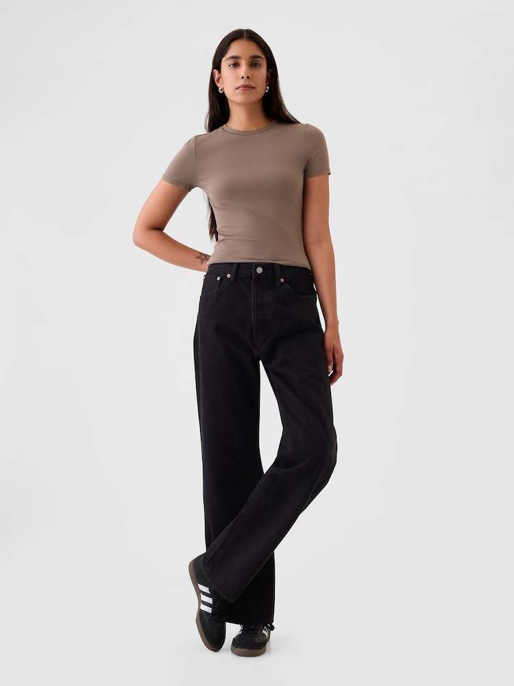 Bruin - Gap CloseKnit jersey T-shirt met ronde hals en korte mouwen - Image 3 of 4