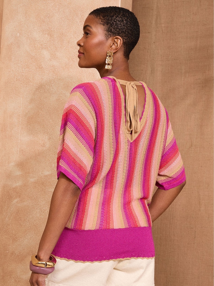 Love & Roses Coral Pink Scallop Knitted top - Image 2 of 5