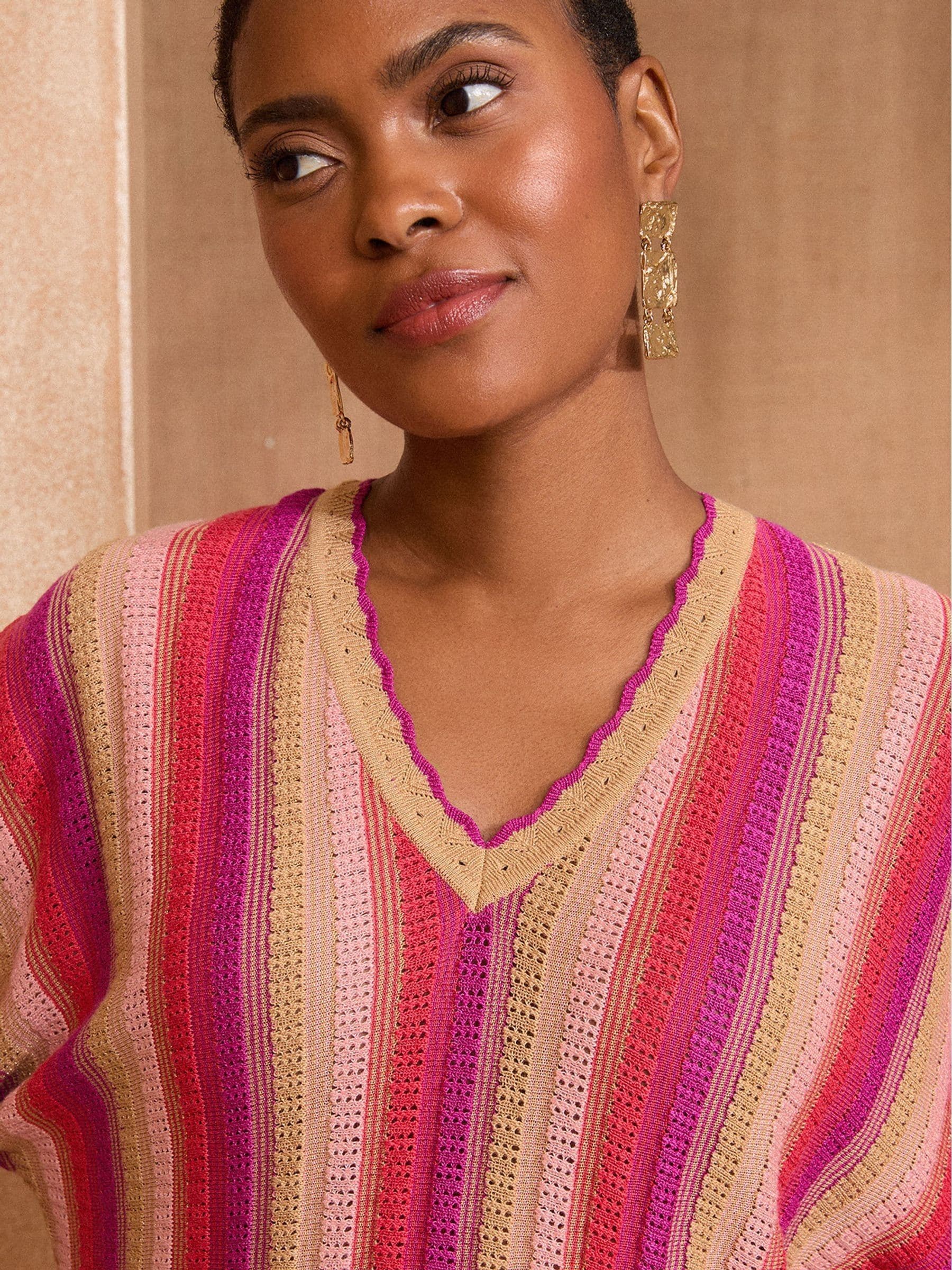 Buy Love & Roses Coral Pink Scallop Knitted Top from the Next UK