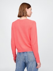 Gap Coral Pink CashSoft Lightweight Crew Neck Cardigan - Image 2 of 5