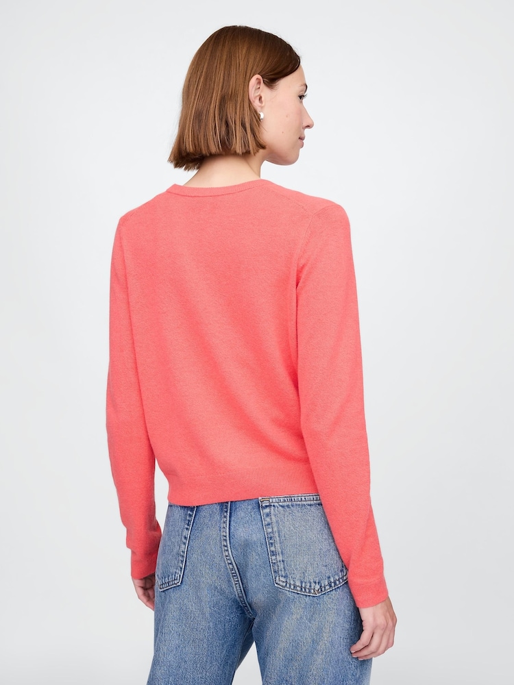 Gap Coral Pink CashSoft Lightweight Crew Neck Cardigan - Image 2 of 5