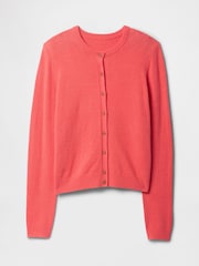 Gap Coral Pink CashSoft Lightweight Crew Neck Cardigan - Image 4 of 5