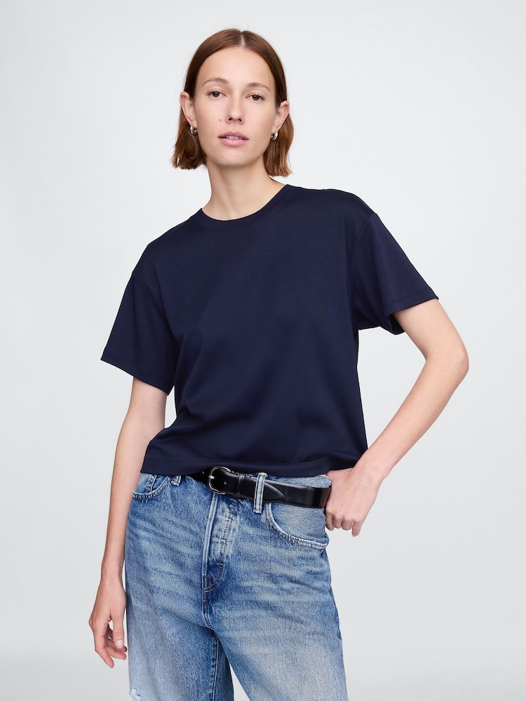 Gap Navy Blue Crew Neck Short Sleeve Oversized T-Shirt - Image 1 of 4