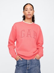 Gap Pink Logo Fleece-Lined Sweatshirt - Image 1 of 5