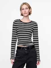 Zwarte streep - Gap modern T-shirt met lange mouwen en ronde hals van katoen-modal - Image 1 of 5