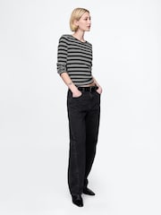 Zwarte streep - Gap modern T-shirt met lange mouwen en ronde hals van katoen-modal - Image 3 of 5