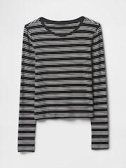 Zwarte streep - Gap modern T-shirt met lange mouwen en ronde hals van katoen-modal - Image 4 of 5