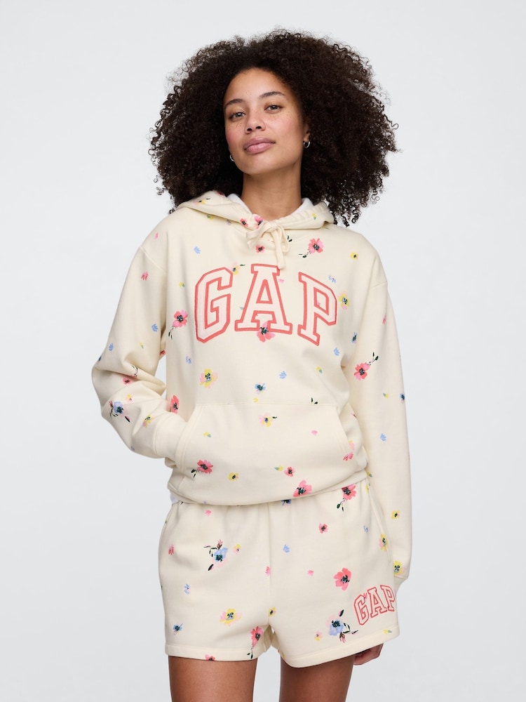 Gap Cream Floral Logo Hoodie - Image 1 of 5 Gap Cream Floral Logo Hoodie - Image 1 of 5