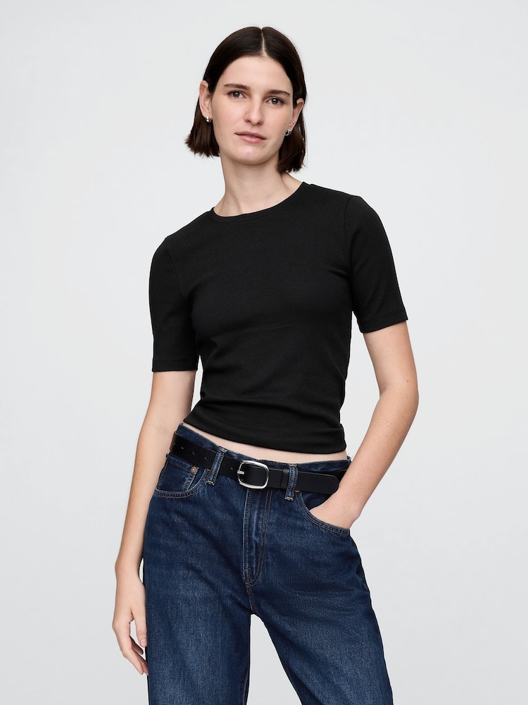 Gap Black Modern Cotton-Modal Short Sleeve Crew Neck T-Shirt - Image 1 of 4