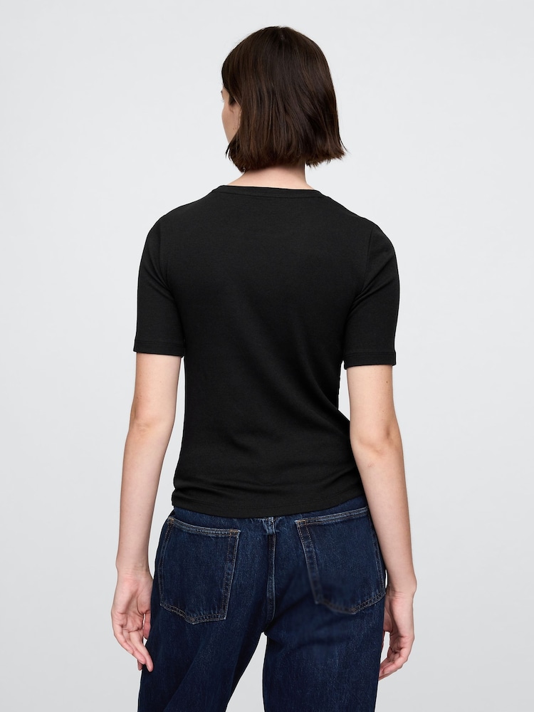Gap Black Modern Cotton-Modal Short Sleeve Crew Neck T-Shirt - Image 2 of 4