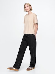 Gap Beige Cotton Short Sleeve Boxy Crew Neck T-Shirt - Image 3 of 5