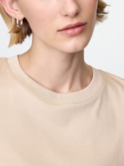 Gap Beige Cotton Short Sleeve Boxy Crew Neck T-Shirt - Image 4 of 5