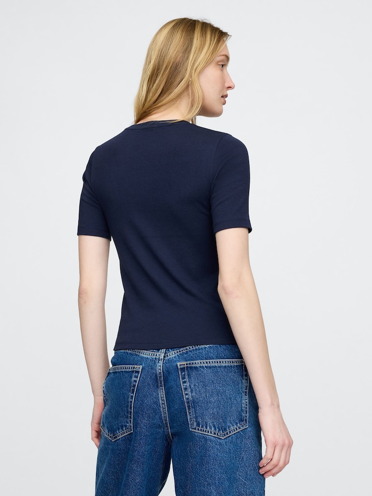 Azul marino - Gap Modern Cotton-Modal Short Sleeve Crew Neck T-Shirt - Imagen 2 de 4
