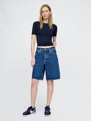 Azul marino - Gap Modern Cotton-Modal Short Sleeve Crew Neck T-Shirt - Imagen 3 de 4