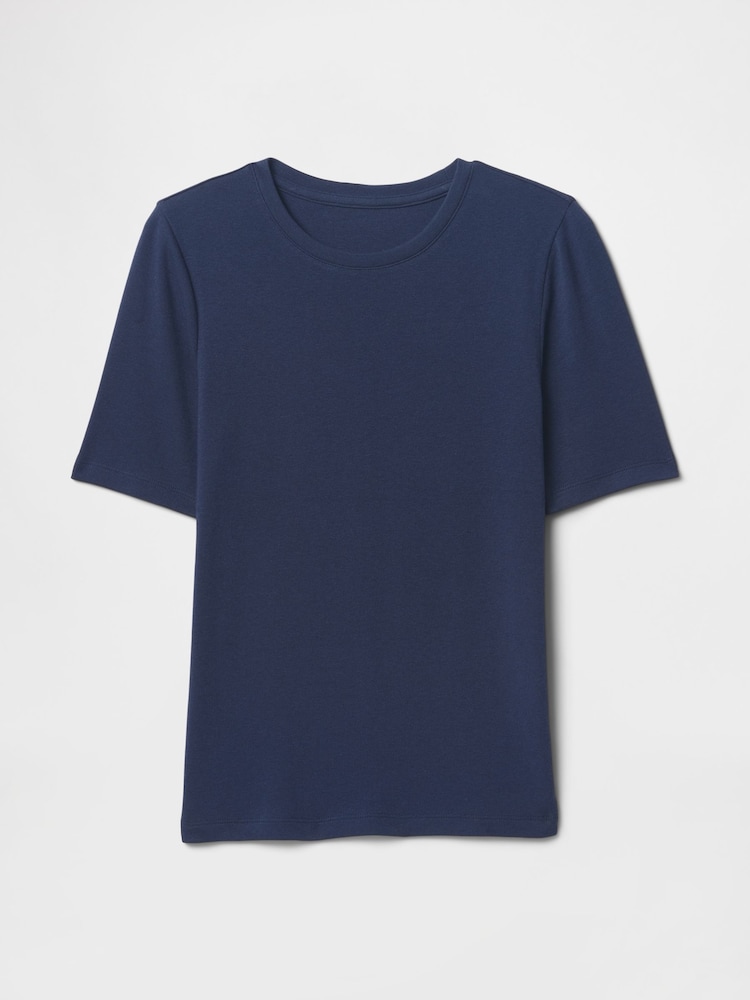 Azul marino - Gap Modern Cotton-Modal Short Sleeve Crew Neck T-Shirt - Imagen 4 de 4