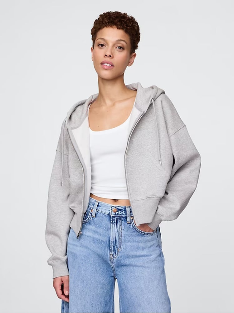 Gap Grey Vintage Soft Full-Zip Wedge Hoodie - Image 1 of 4