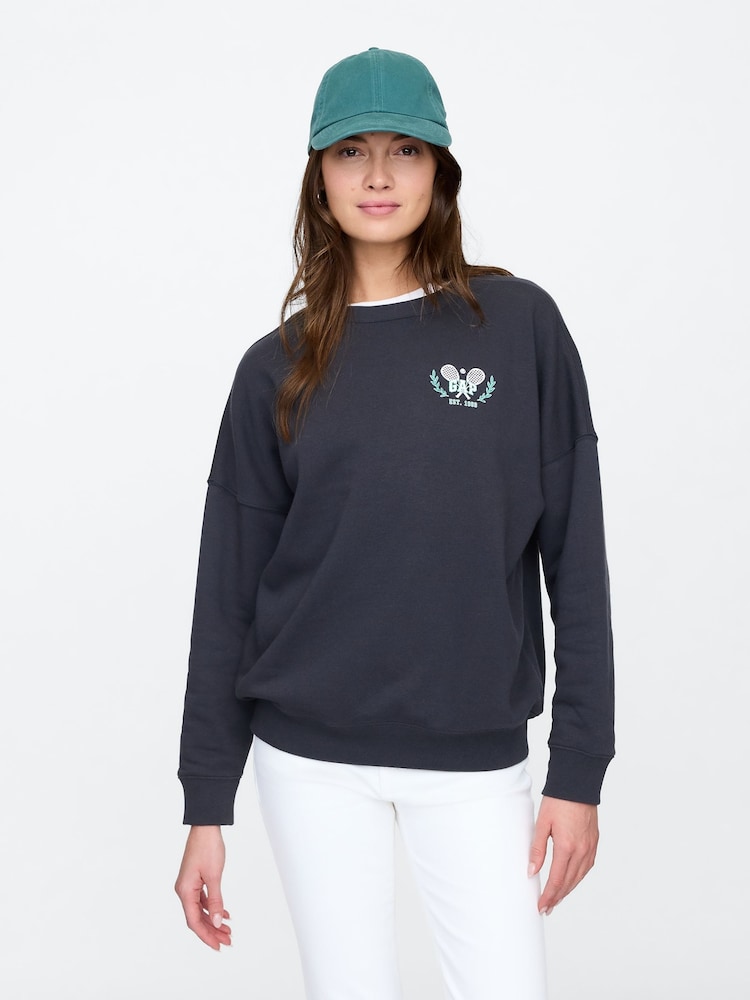 Gap Black Logo Oversized Crew Neck Sweatshirt - Image 1 of 5