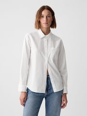 Gap White Cotton Long Sleeve Poplin Shirt - Image 1 of 5