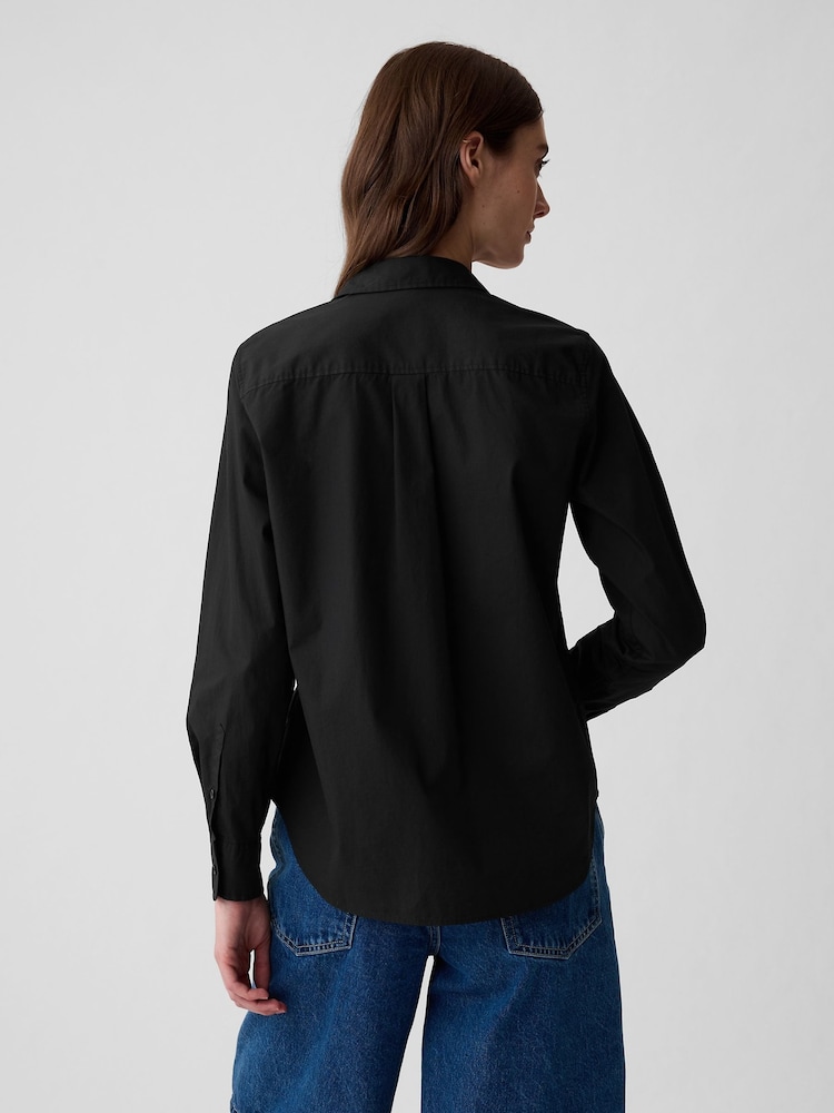 Gap Black Cotton Long Sleeve Poplin Shirt - Image 2 of 6