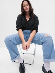Gap Black Cotton Long Sleeve Poplin Shirt - Image 5 of 6