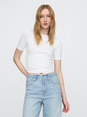 Blanco - Gap Modern Cotton-Modal Short Sleeve Crew Neck T-Shirt - Imagen 1 de 2